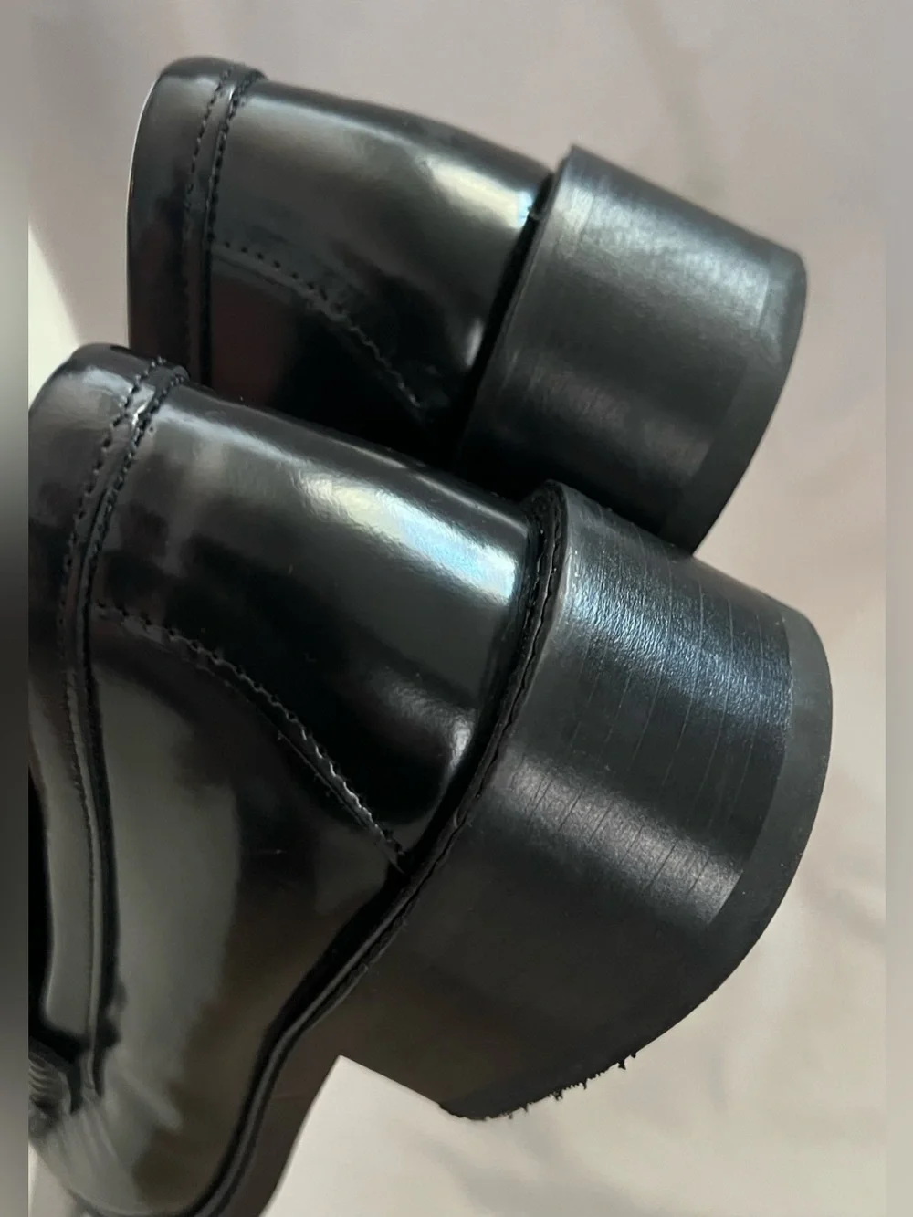 G.H. Bass WHITNEY BLACK LEATHER LOAFER BLOCK HEEL SHOE 9 $200 NEW - Picture 8 of 12